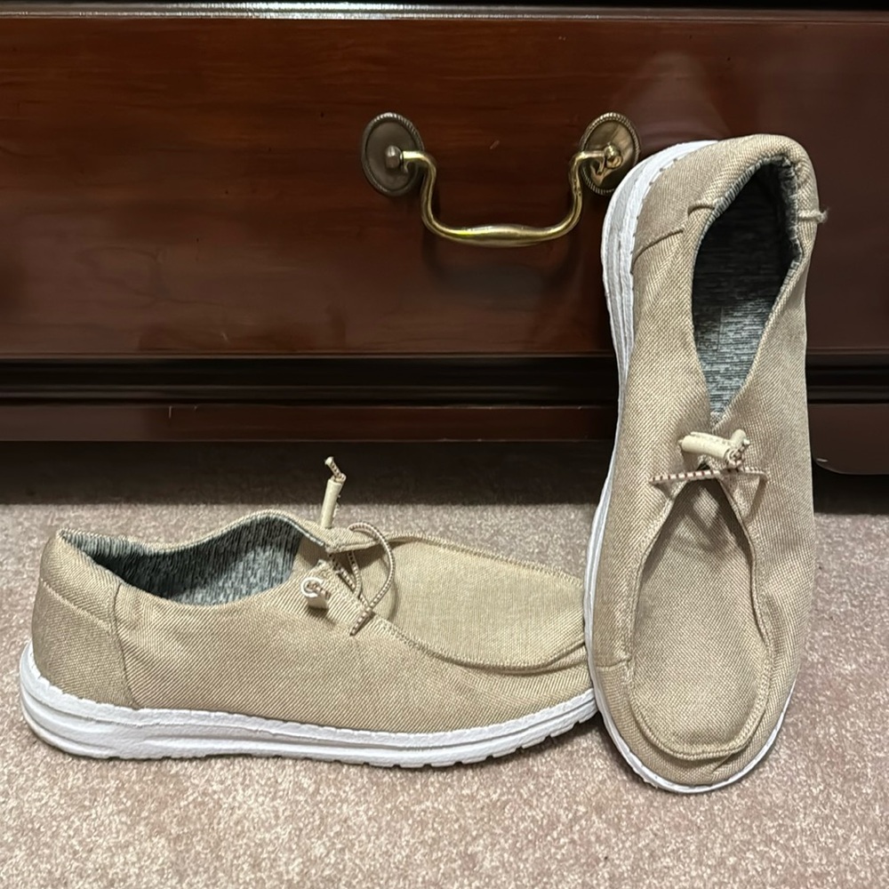 Tan boat shoes